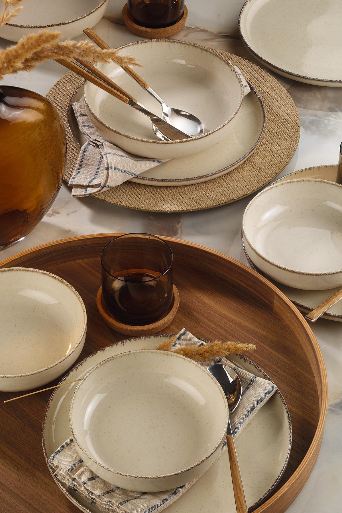 ASIR Porcelánová jídelní souprava (12 ks) béžová - Obrázek 2