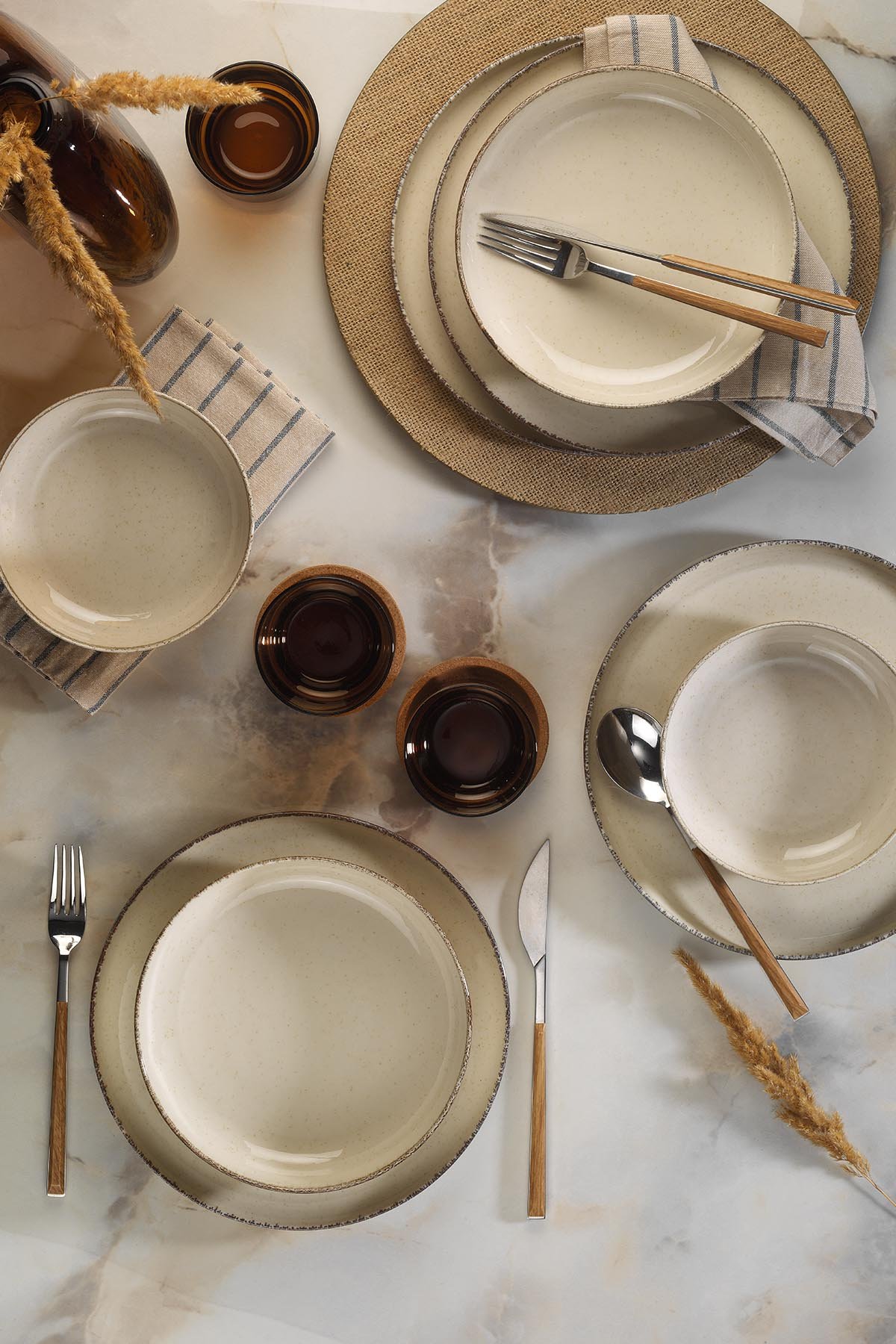ASIR Porcelánová jídelní souprava (12 ks) béžová