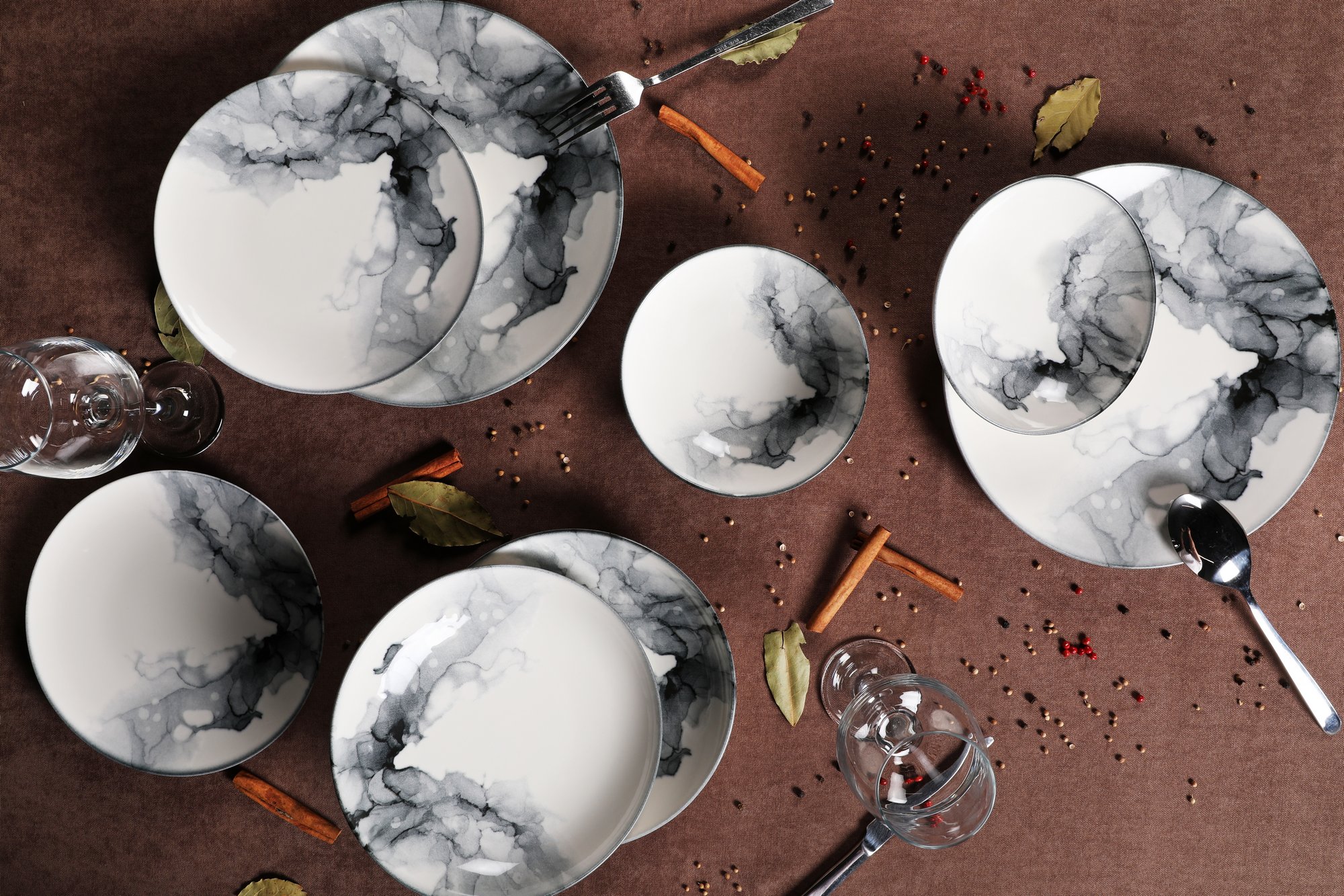 ASIR Porcelánová jídelní souprava 24 ks MARBLE - Obrázek 2