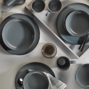 ASIR Porcelánová jídelní souprava POPPY 16 ks šedomodrá