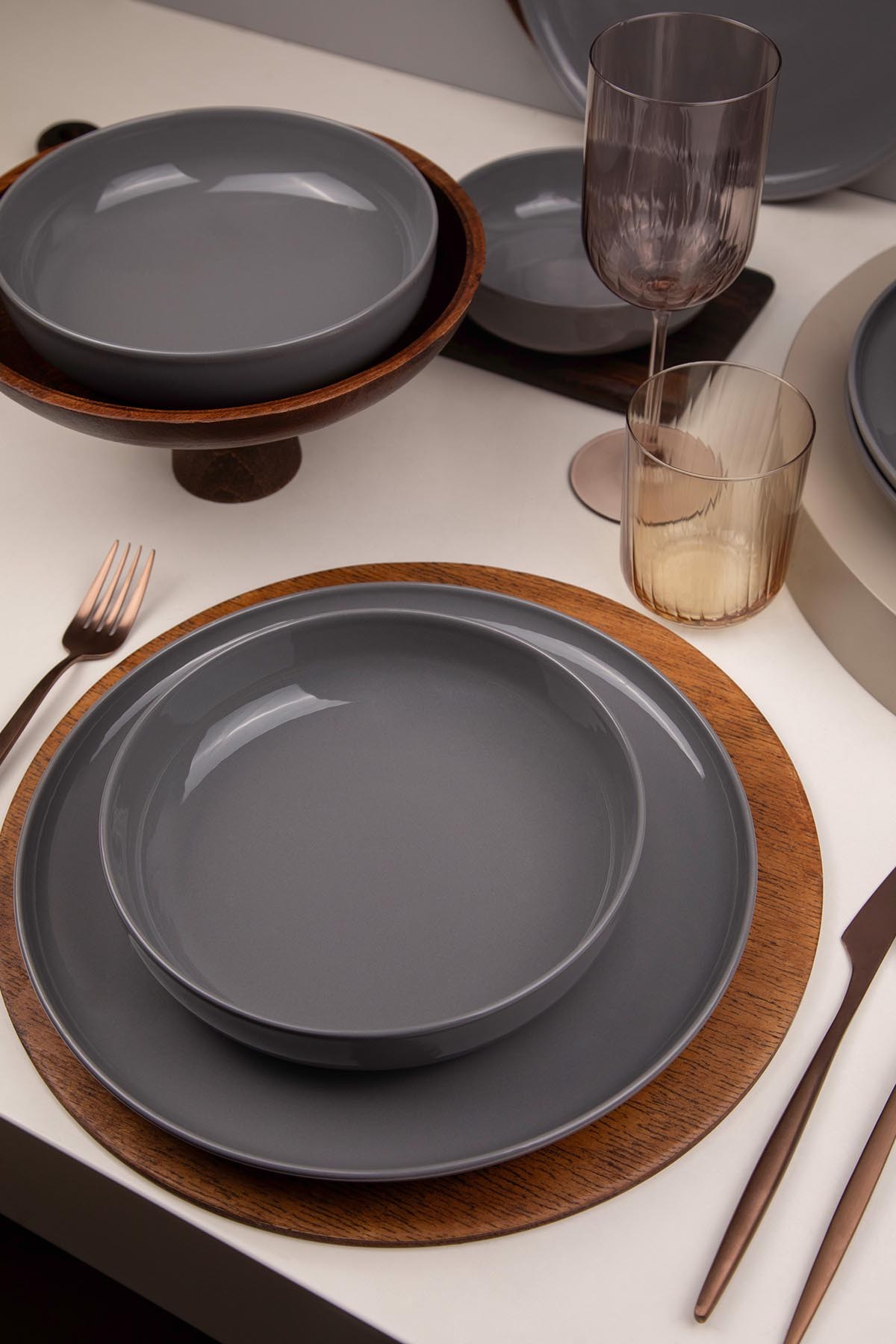 ASIR Porcelánová jídelní souprava TOP 12 ks šedá - Obrázek 2