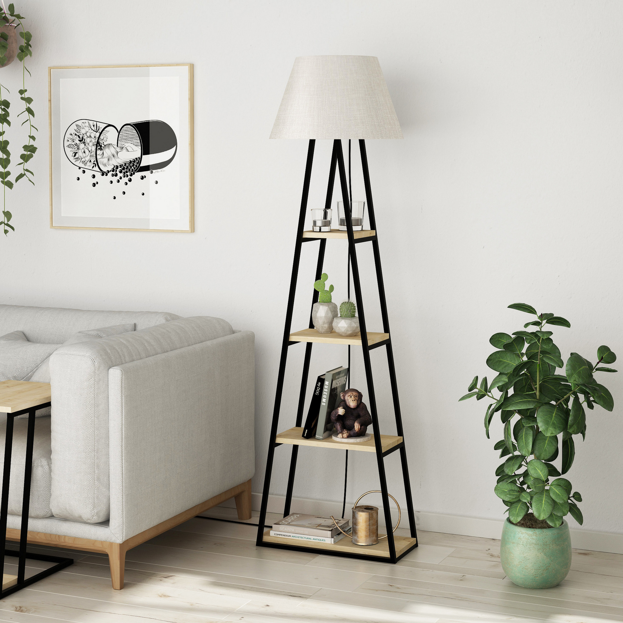 ASIR Stojací lampa PAL dub