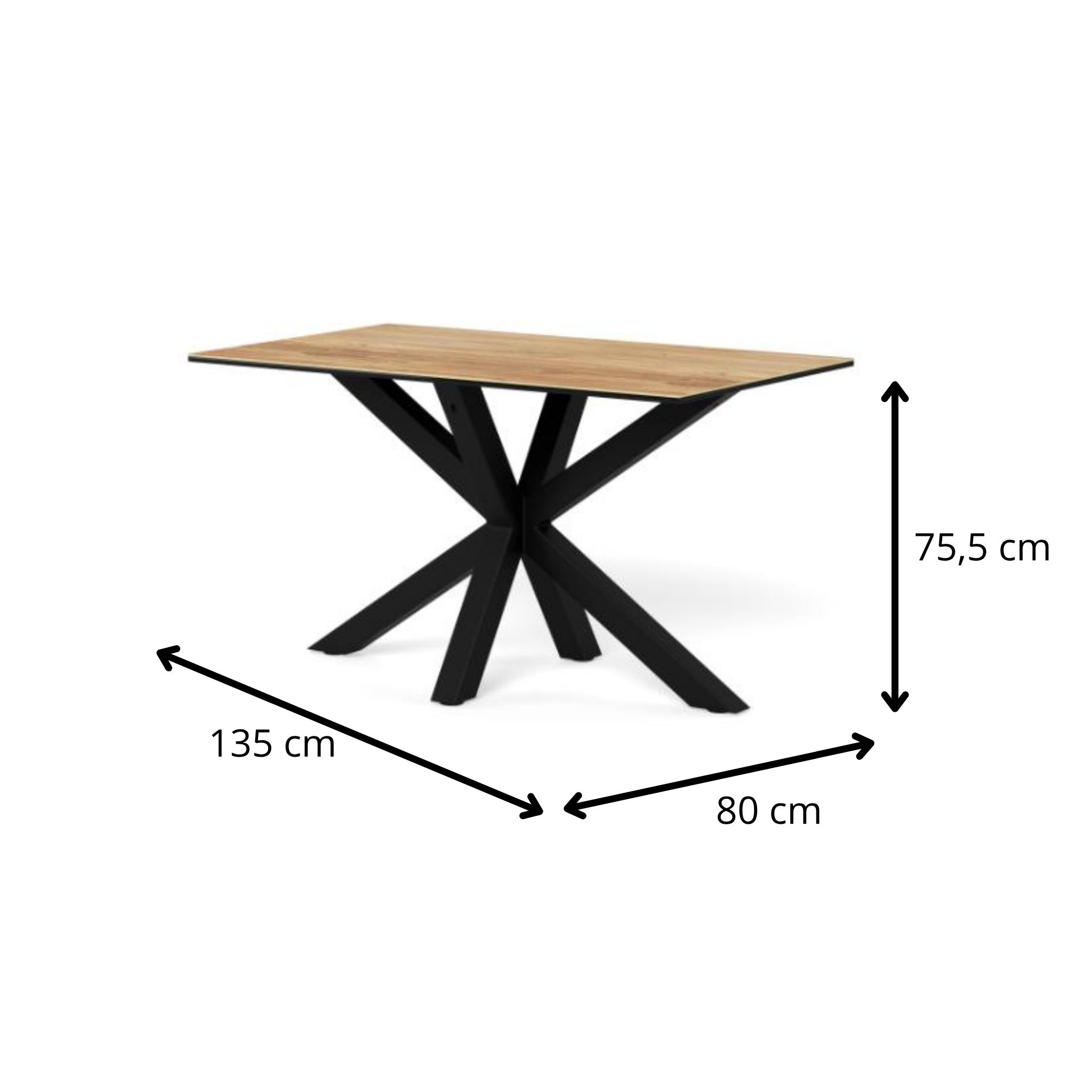 Actona Jídelní stůl Heaven 135 cm dub divoký/černý - Obrázek 2