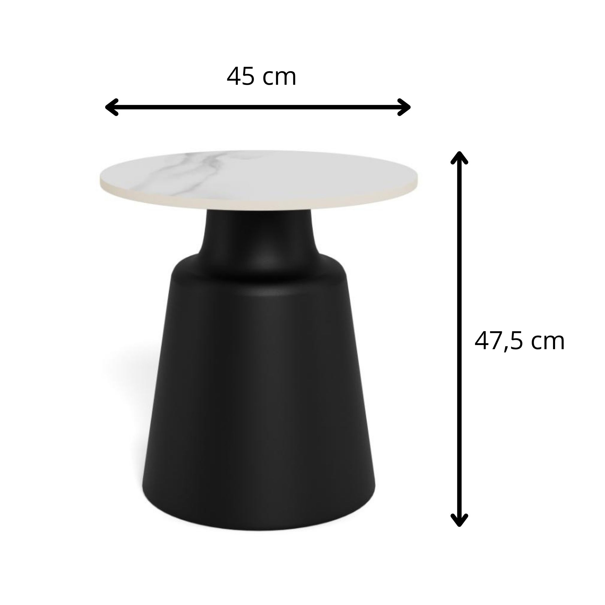 Actona Konferenční stolek Santorini 45 cm černý/mramorově bílý - Obrázek 2