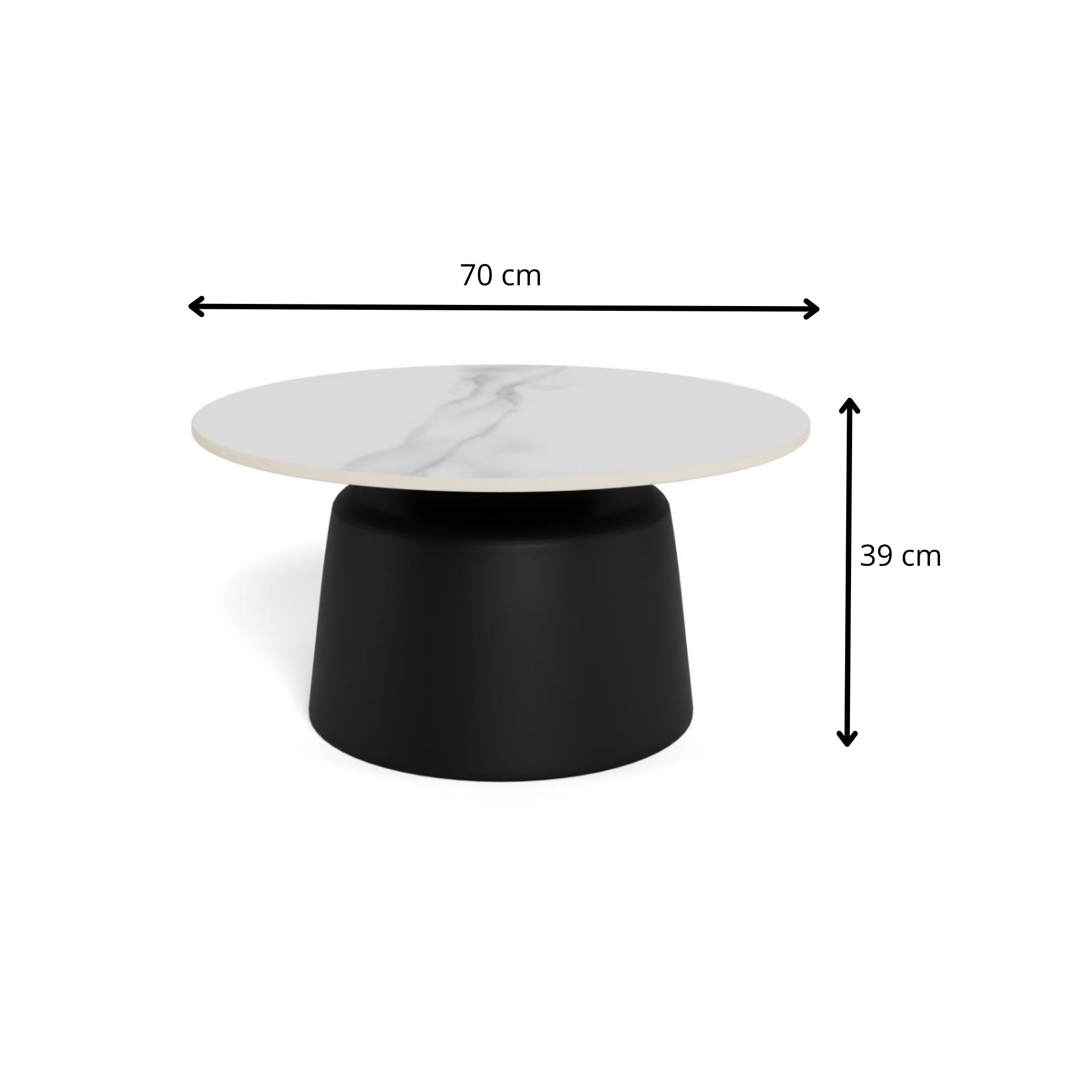 Actona Konferenční stolek Santorini 70 cm černý/mramorově bílý - Obrázek 2
