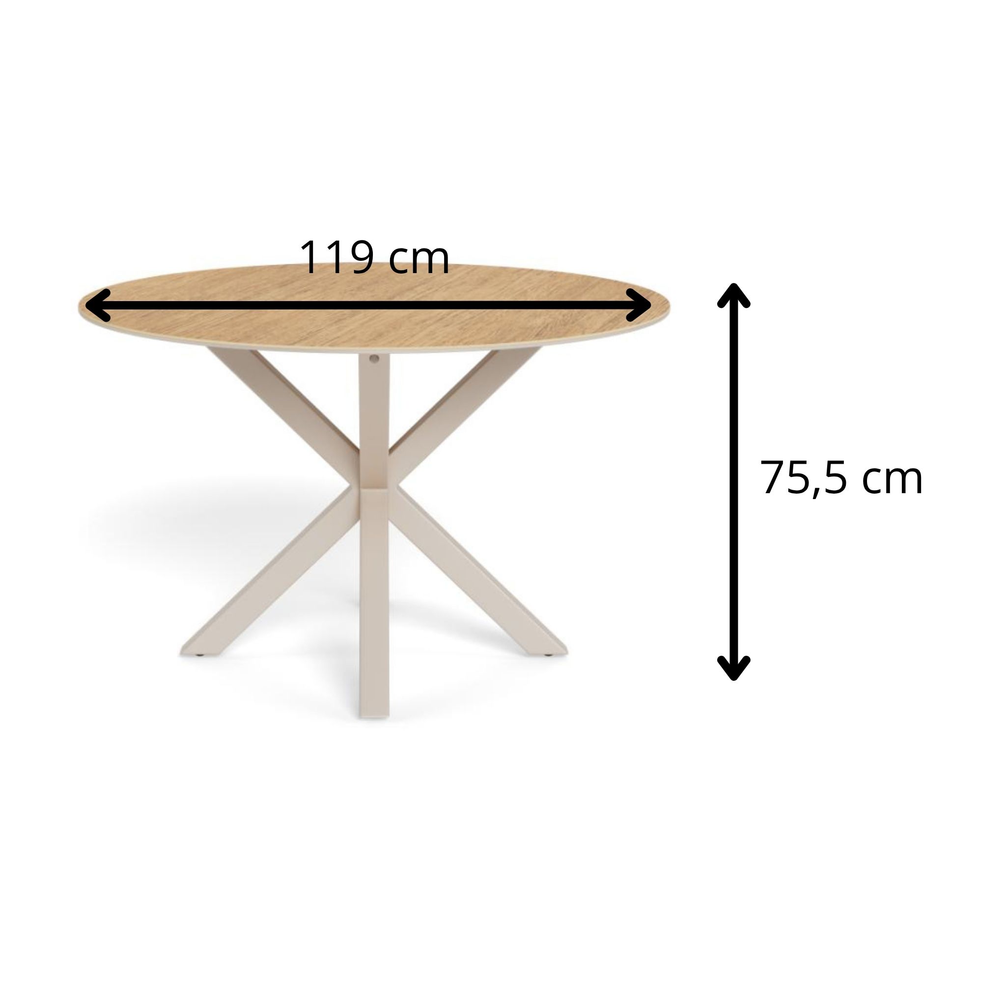 Actona Kulatý jídelní stůl Heaven 119 cm dub divoký/kašmírový - Obrázek 2