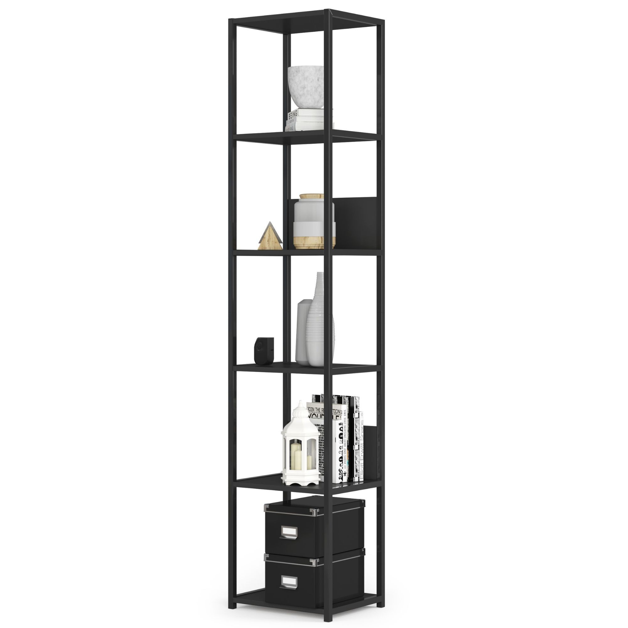 Ak furniture Knihovna Loft s kovovým rámem 40 cm černá - Obrázek 2