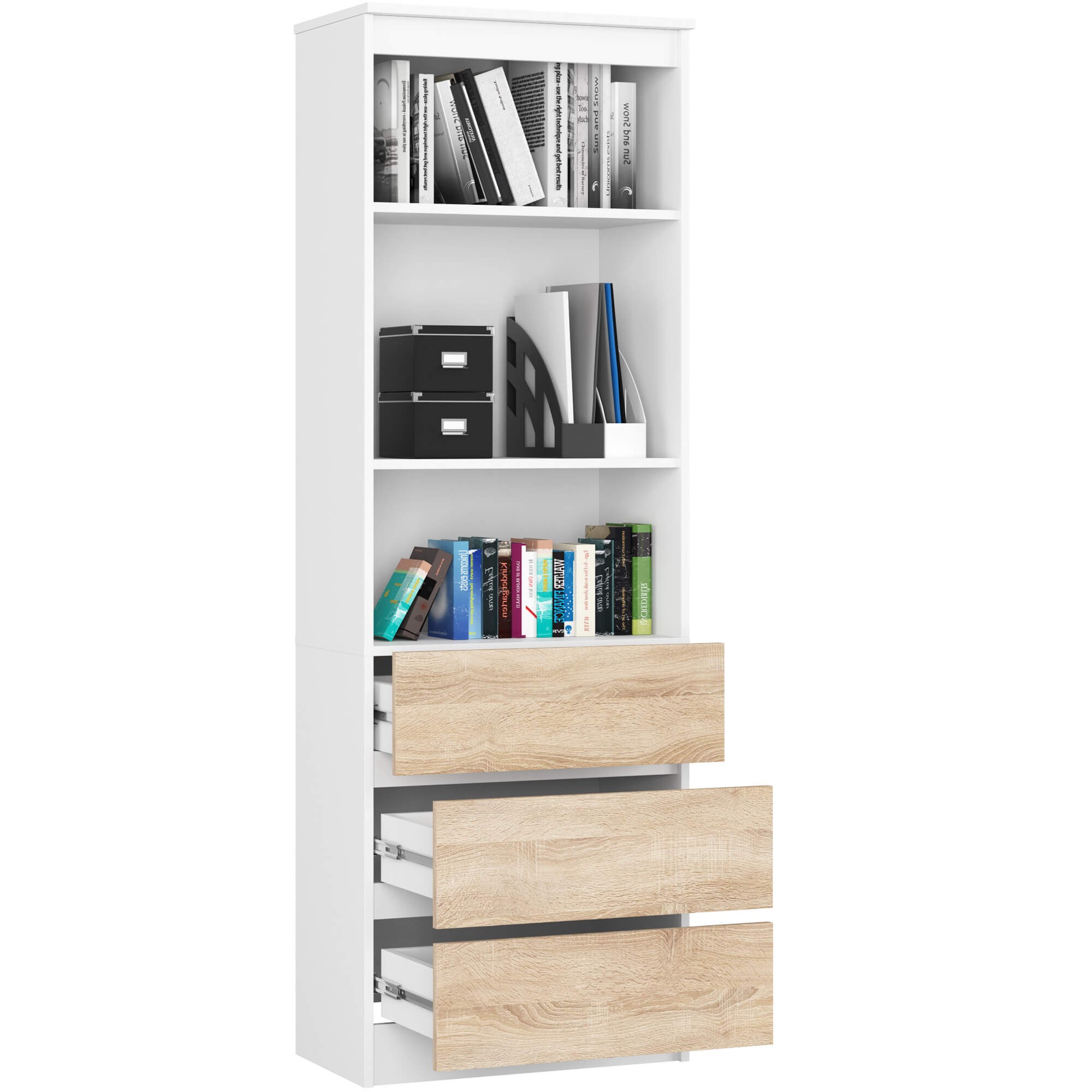 Ak furniture Knihovna Star 60 cm bílá/dub sonoma - Obrázek 2