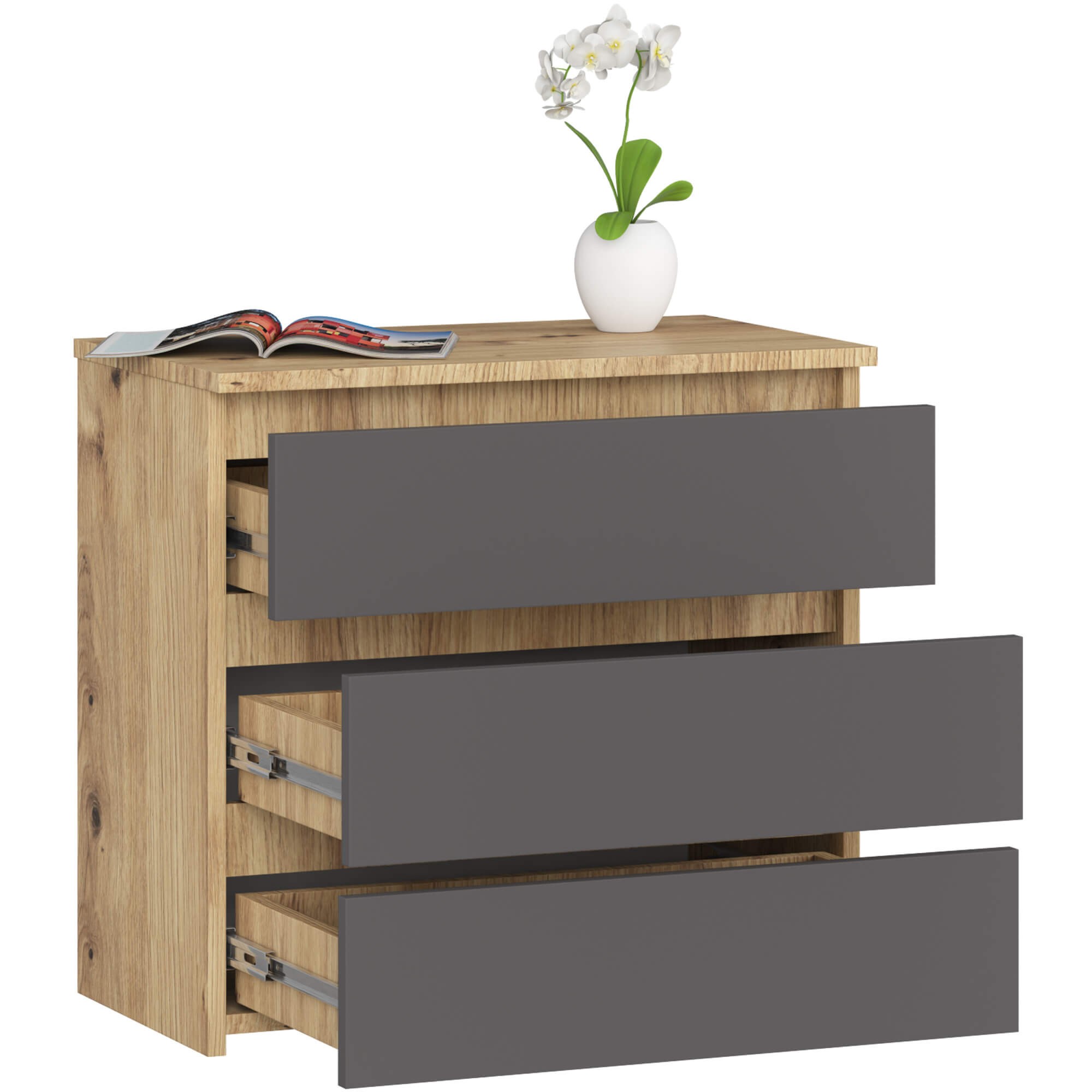 Ak furniture Komoda CL3 60 cm dub artisan/grafitově šedá - Obrázek 2
