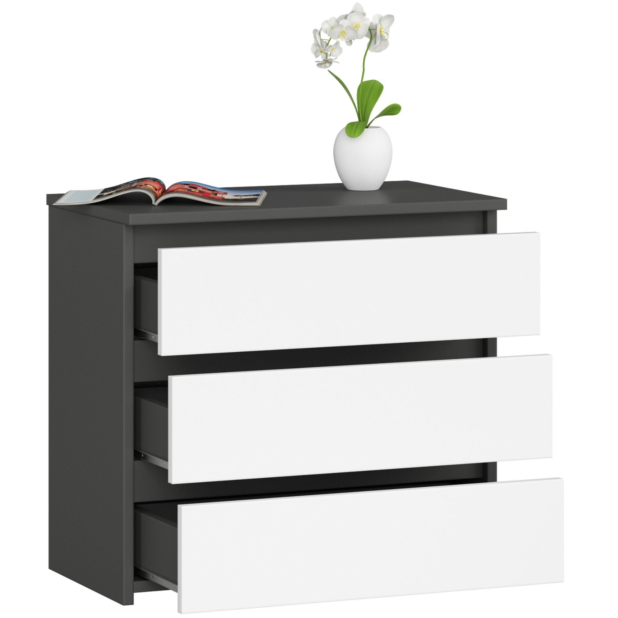 Ak furniture Komoda CL3 60 cm grafitově šedá/bílá - Obrázek 2