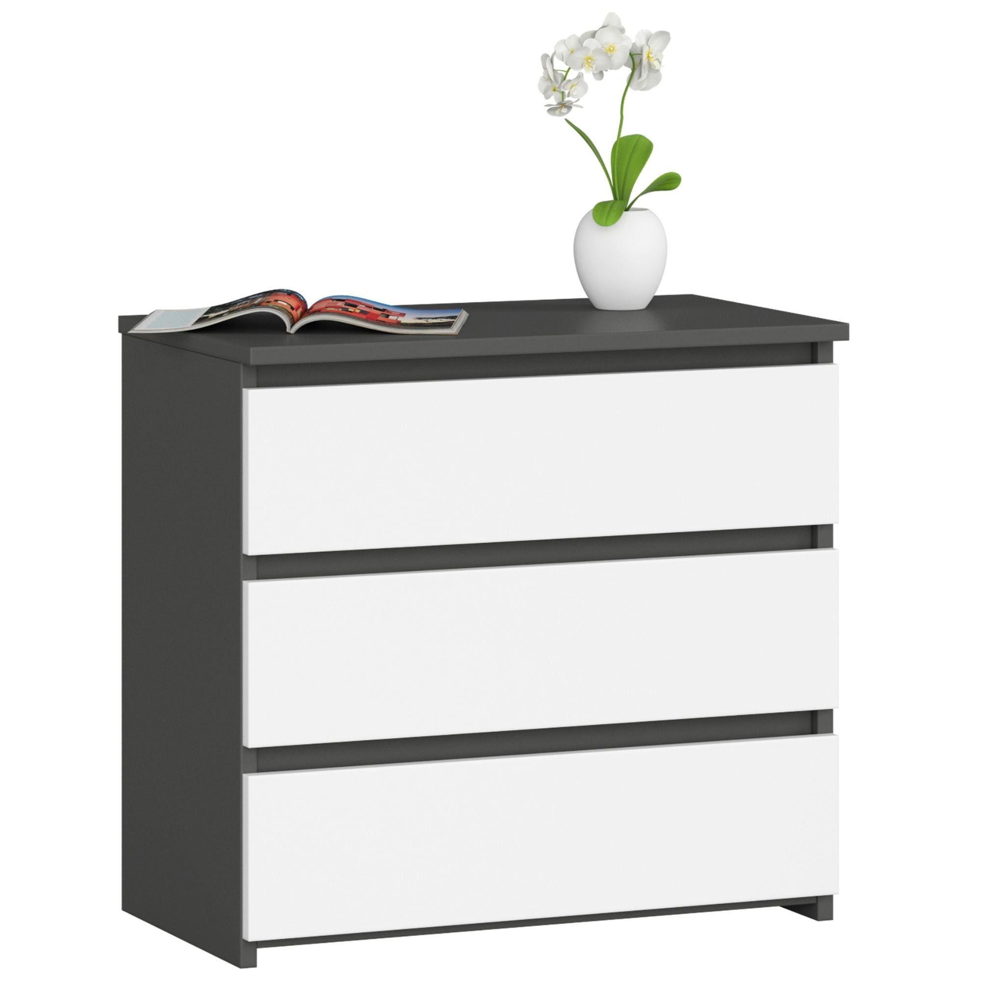 Ak furniture Komoda CL3 60 cm grafitově šedá/bílá