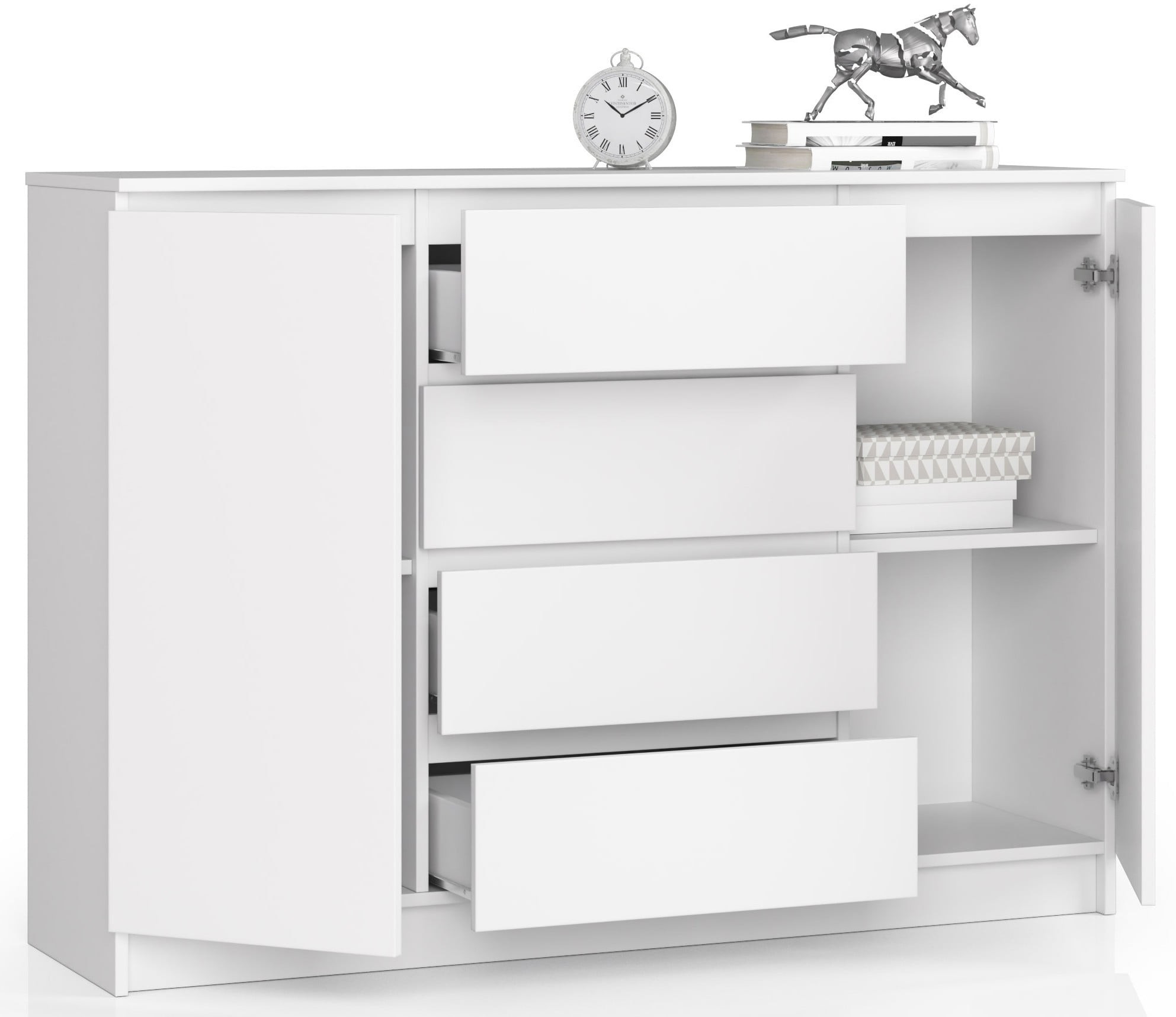 Ak furniture Komoda Kryštof 140 cm bílá - Obrázek 2