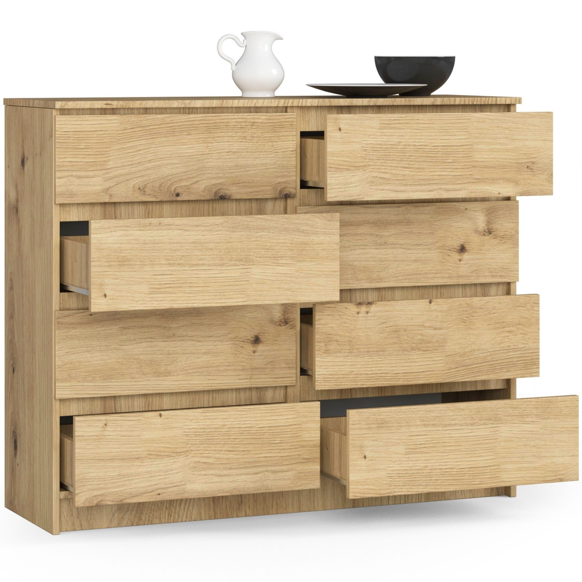 Ak furniture Komoda Kuba 120 cm 8 šuplíků dub artisan - Obrázek 2