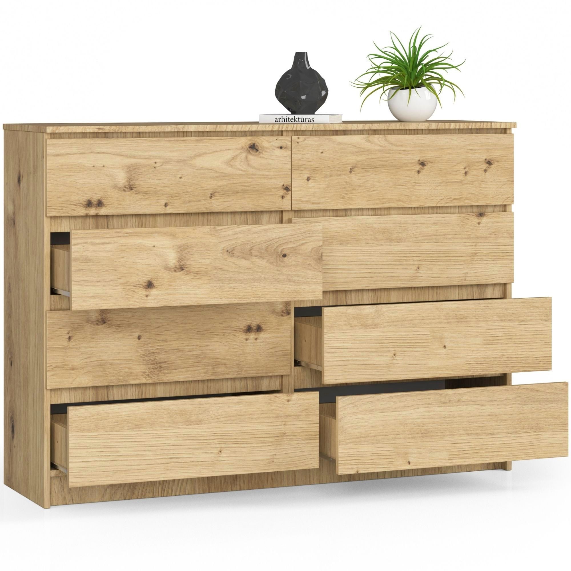 Ak furniture Komoda Kuba 140 cm 8 šuplíků dub artisan - Obrázek 2