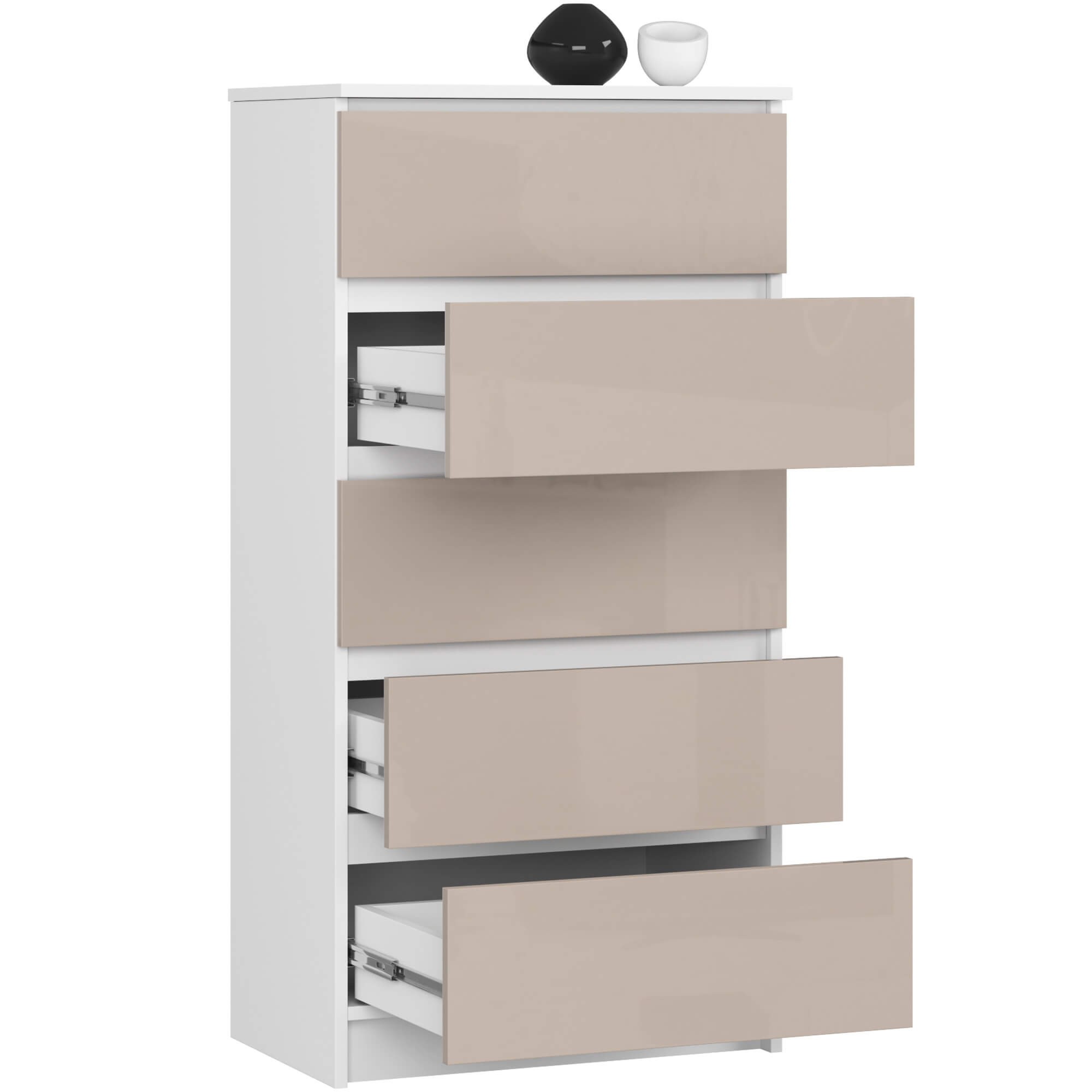 Ak furniture Komoda Kuba 60 cm - 5 šuplíků bílá/cappucino - Obrázek 2