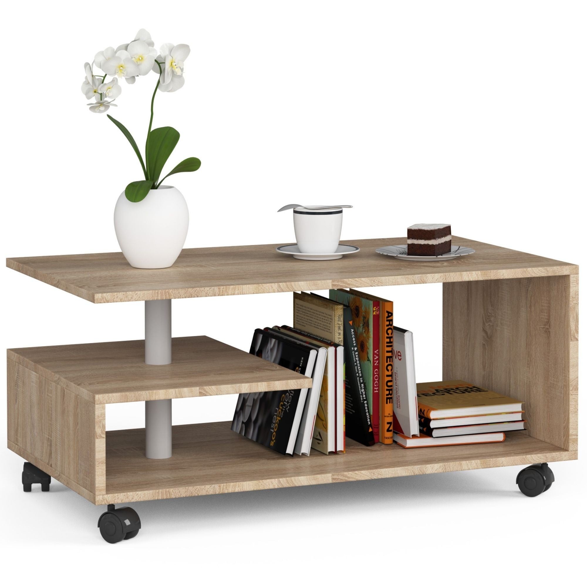 Ak furniture Konferenční stolek na kolečkách Vini dub sonoma
