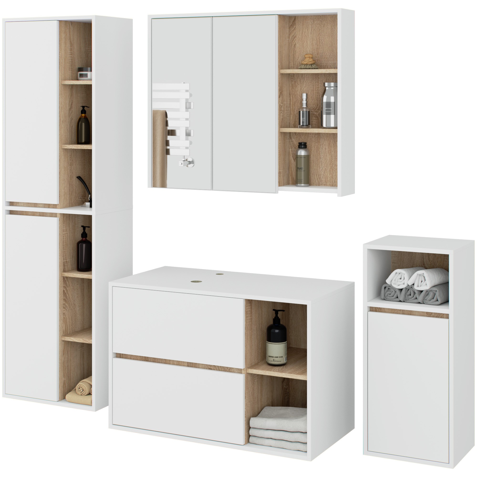 Ak furniture Koupelnová sestava VAMI II bílá/dub sonoma