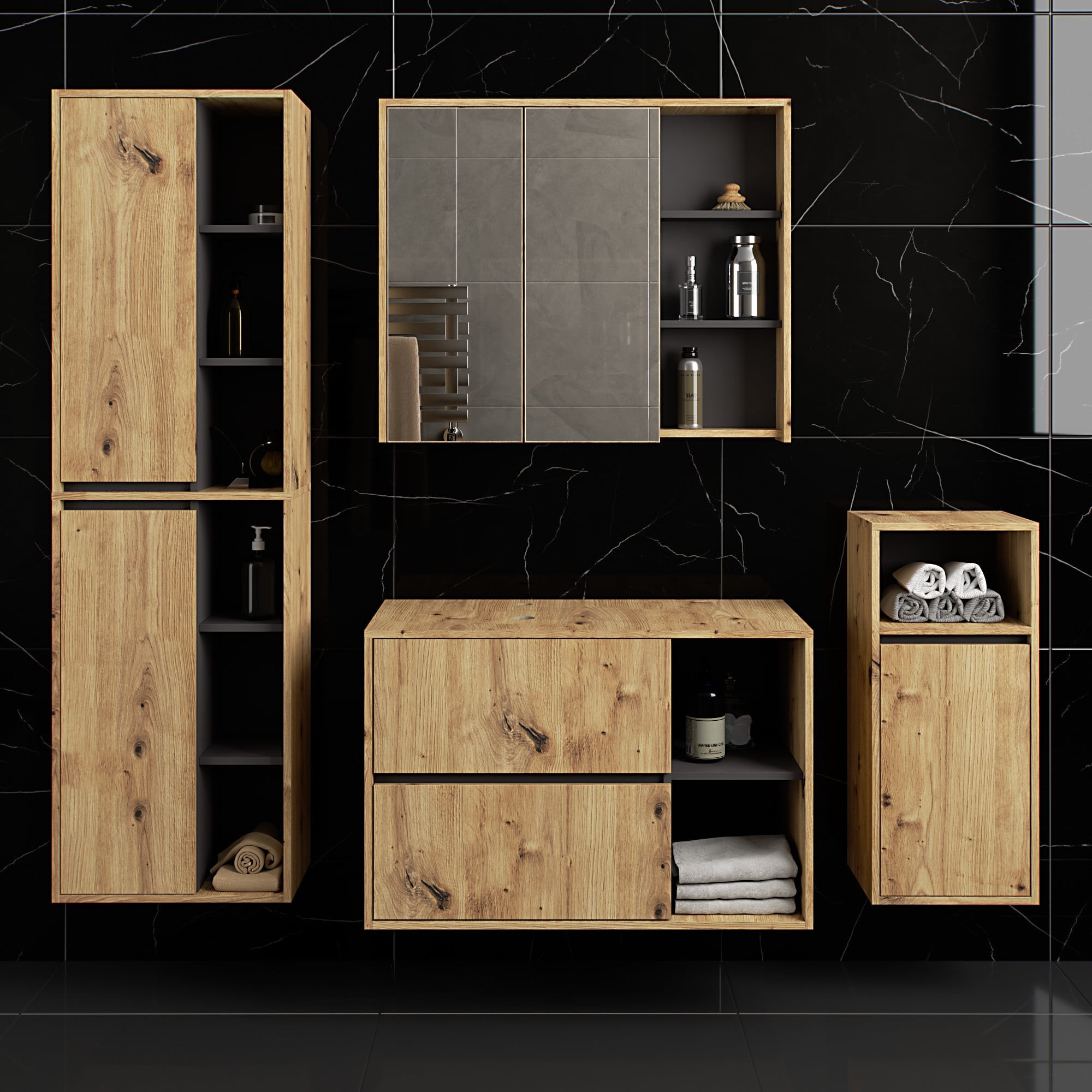 Ak furniture Koupelnová sestava VAMI II dub artisan/grafitově šedá - Obrázek 2