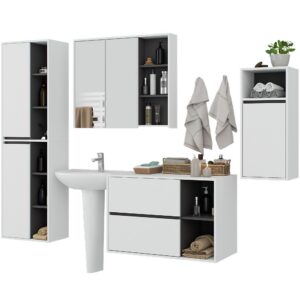 Ak furniture Koupelnová sestava VAMI bílá/grafitově šedá