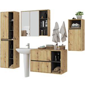 Ak furniture Koupelnová sestava VAMI dub artisan/grafitově šedá