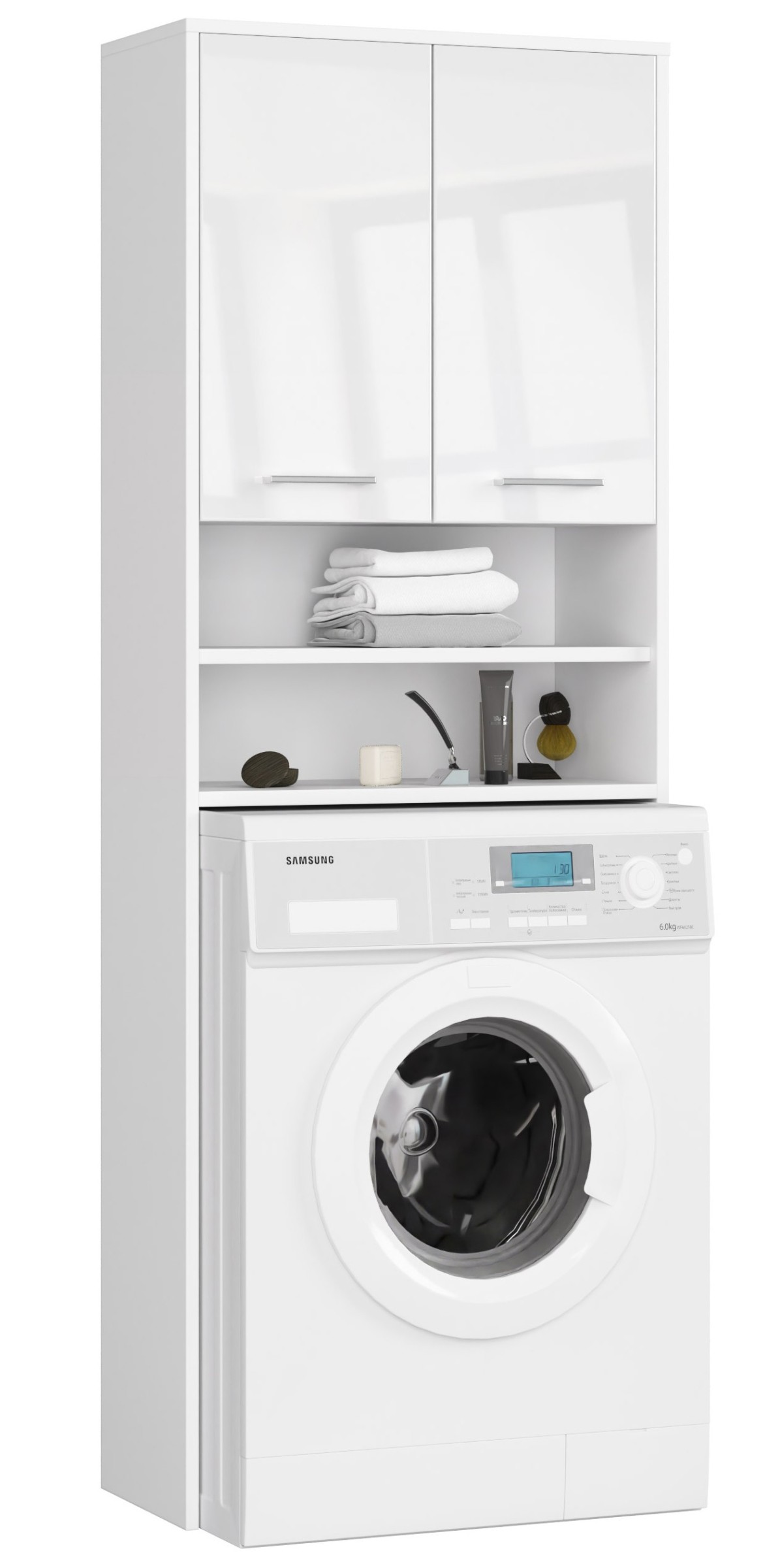 Ak furniture Koupelnová skříňka nad pračku Fin bílá lesk