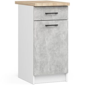Ak furniture Kuchyňská skříňka Olivie S 40 cm 1D 1S bílá/beton/dub sonoma