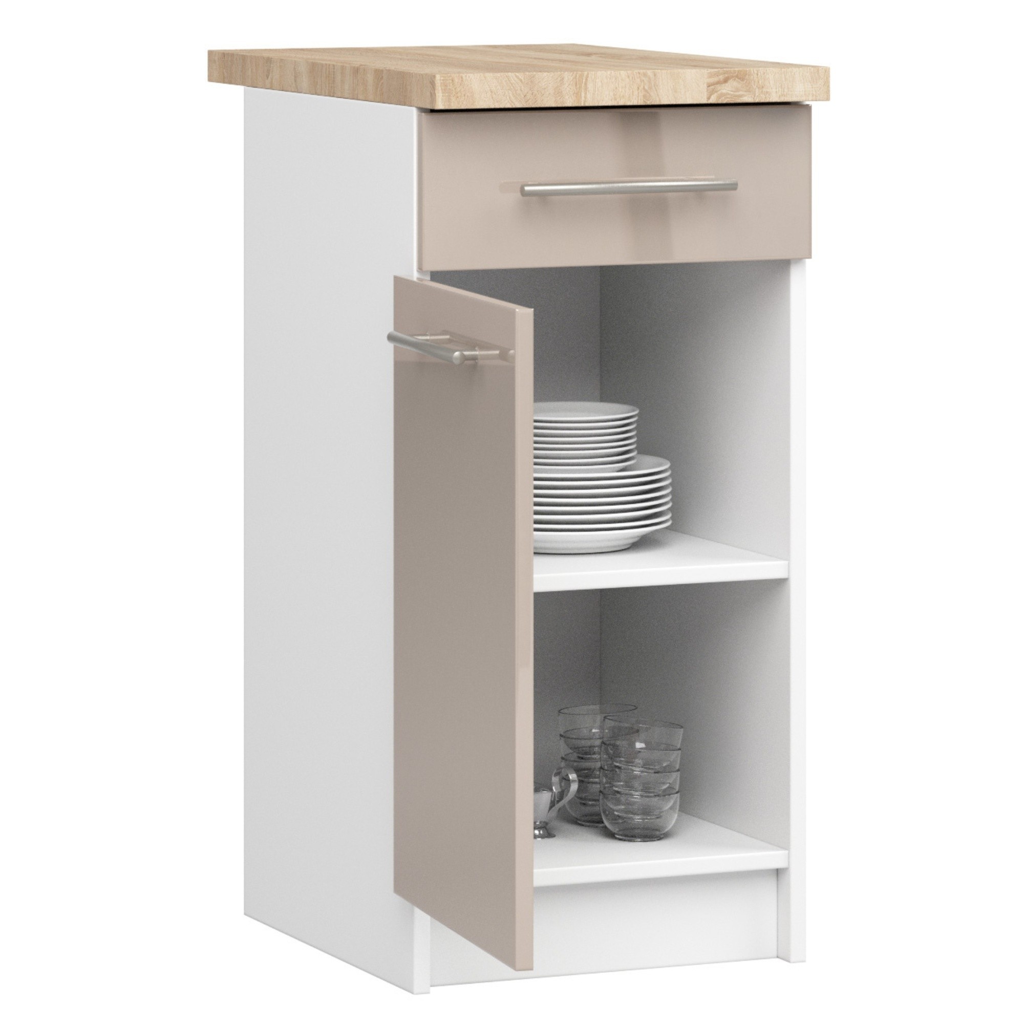 Ak furniture Kuchyňská skříňka Olivie S 40 cm 1D 1S bílá/cappuccino - Obrázek 2