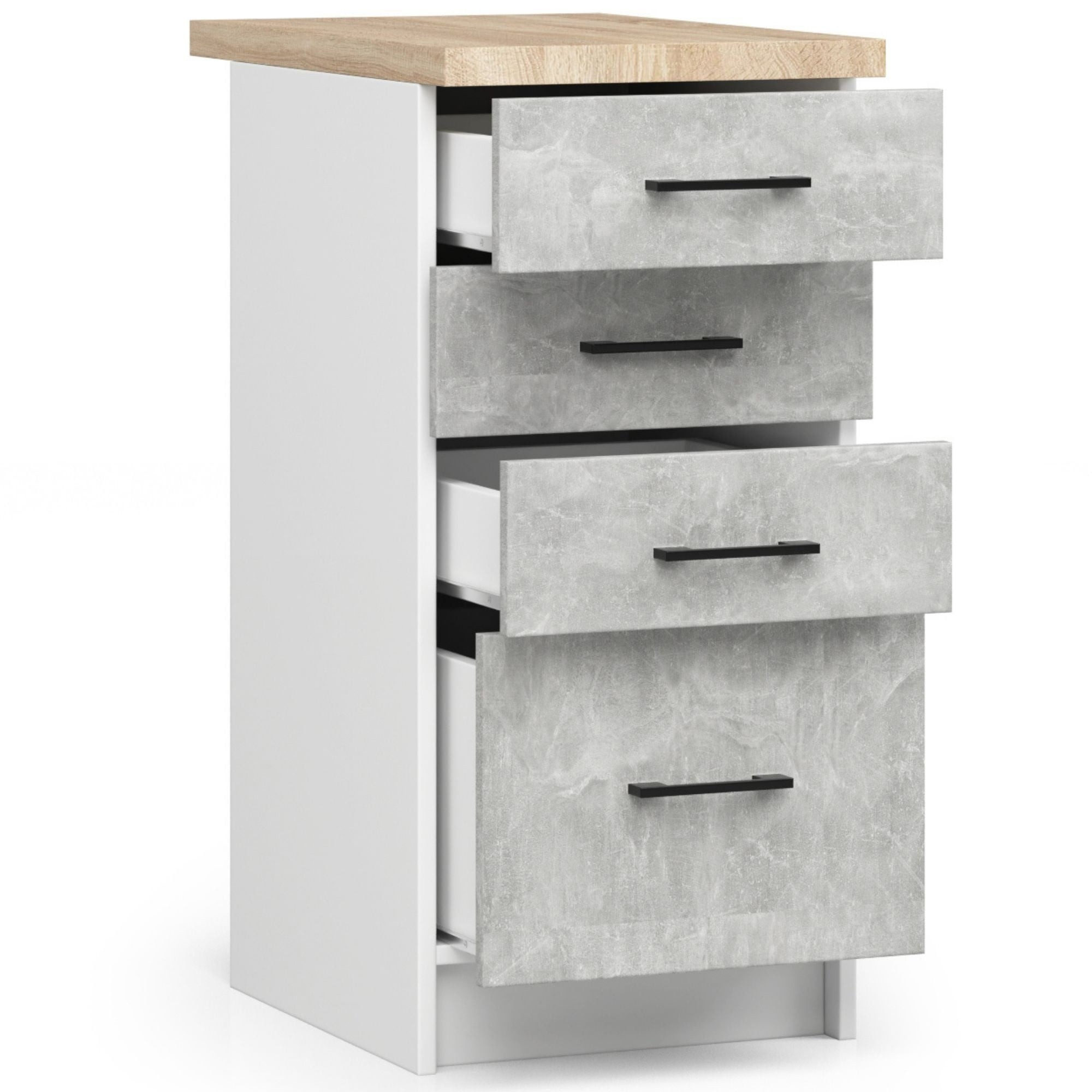 Ak furniture Kuchyňská skříňka Olivie S 40 cm 4S bílá/beton/dub sonoma - Obrázek 2