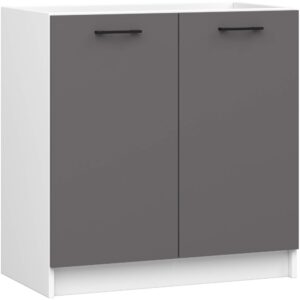 Ak furniture Kuchyňská skříňka pod dřez OLIVIE 80x82 cm matná bílá/matná grafitově šedá
