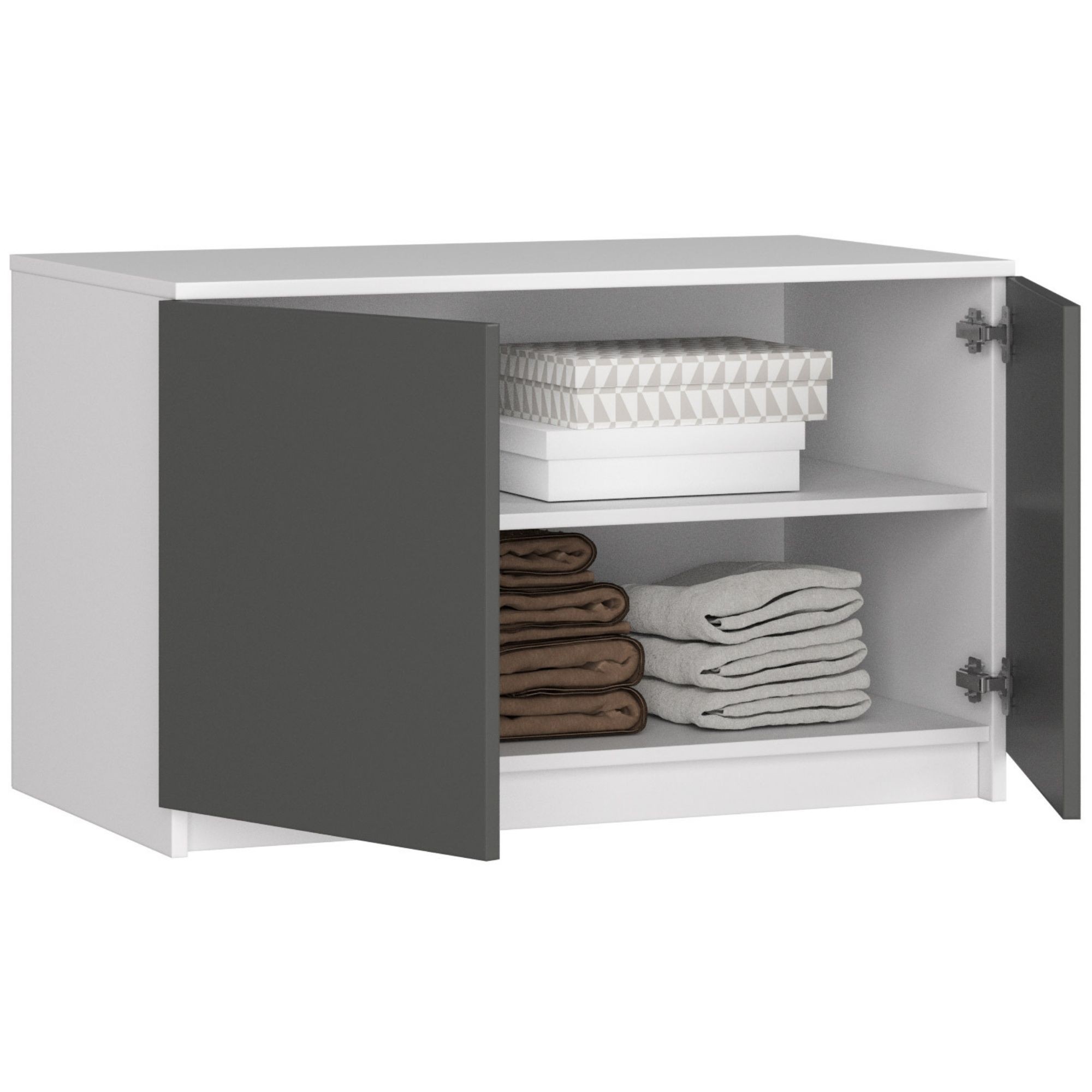 Ak furniture Nástavec na skříň Star 90 cm bílý/šedý grafit mat - Obrázek 2