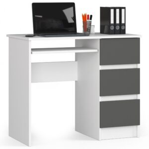 Ak furniture Psací stůl A-6 90 cm bílý/grafitově šedý pravý