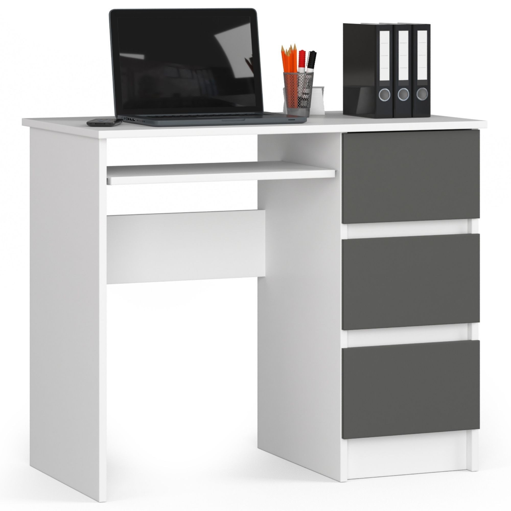 Ak furniture Psací stůl A-6 90 cm bílý/grafitově šedý pravý