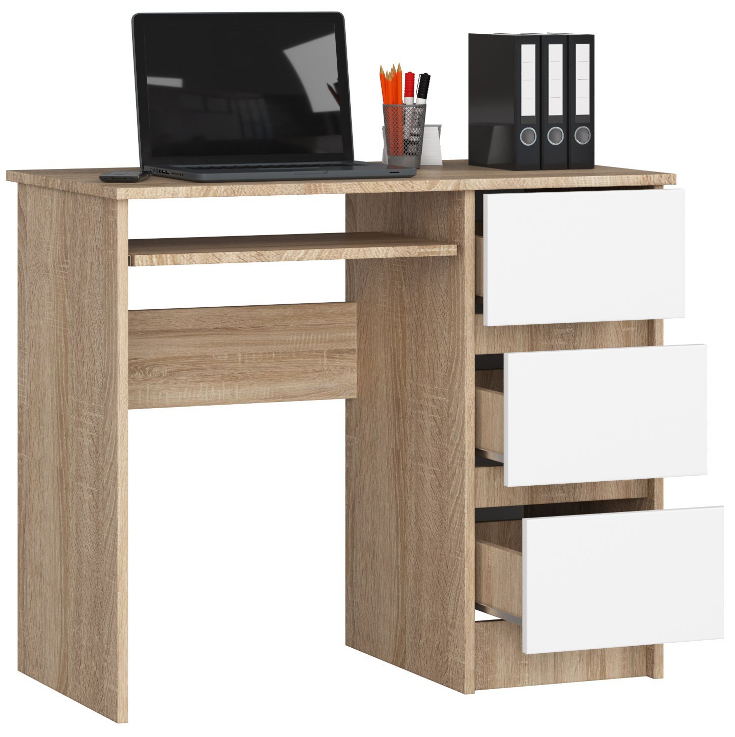 Ak furniture Psací stůl A-6 90 cm dub sonoma/bílý pravý - Obrázek 2