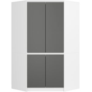 Ak furniture Rohová šatní skříň CLP 100 cm 4D bílá/šedá