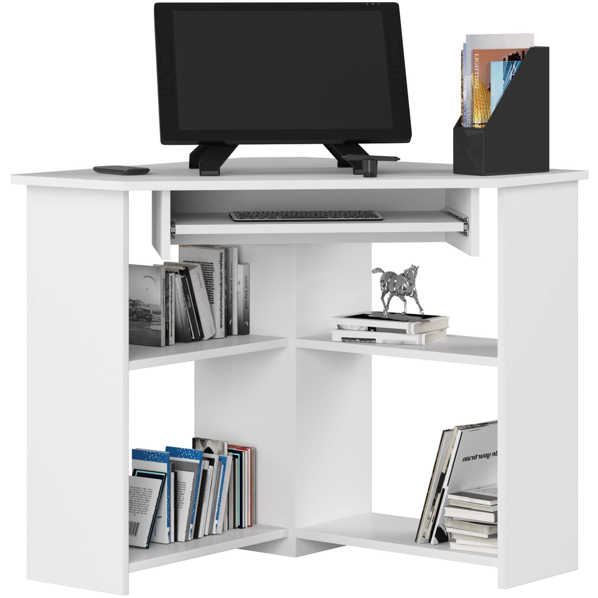 Ak furniture Rohový psací stůl Ted bílý - Obrázek 2