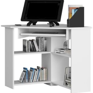 Ak furniture Rohový psací stůl Ted bílý
