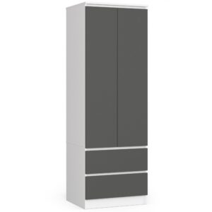 Ak furniture Šatní skříň STAR 60 cm bílá/grafitová