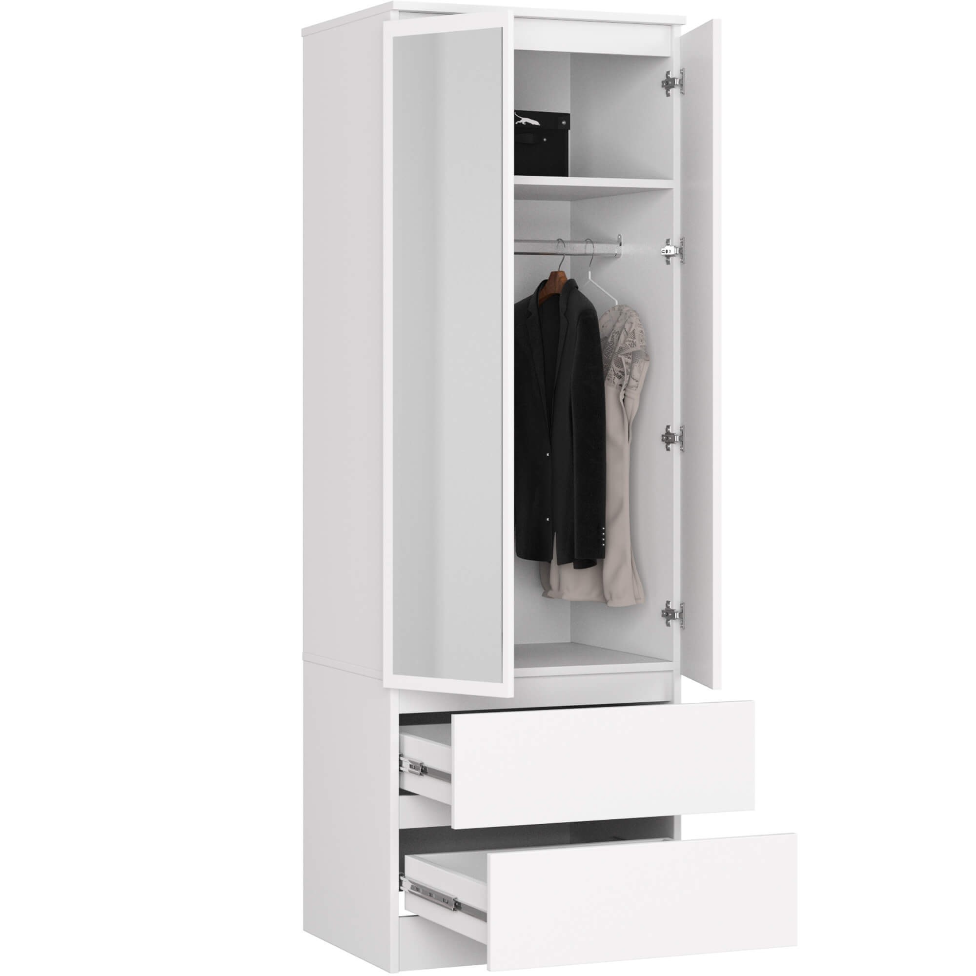 Ak furniture Šatní skříň Star se zrcadlem 60 cm bílá - Obrázek 2