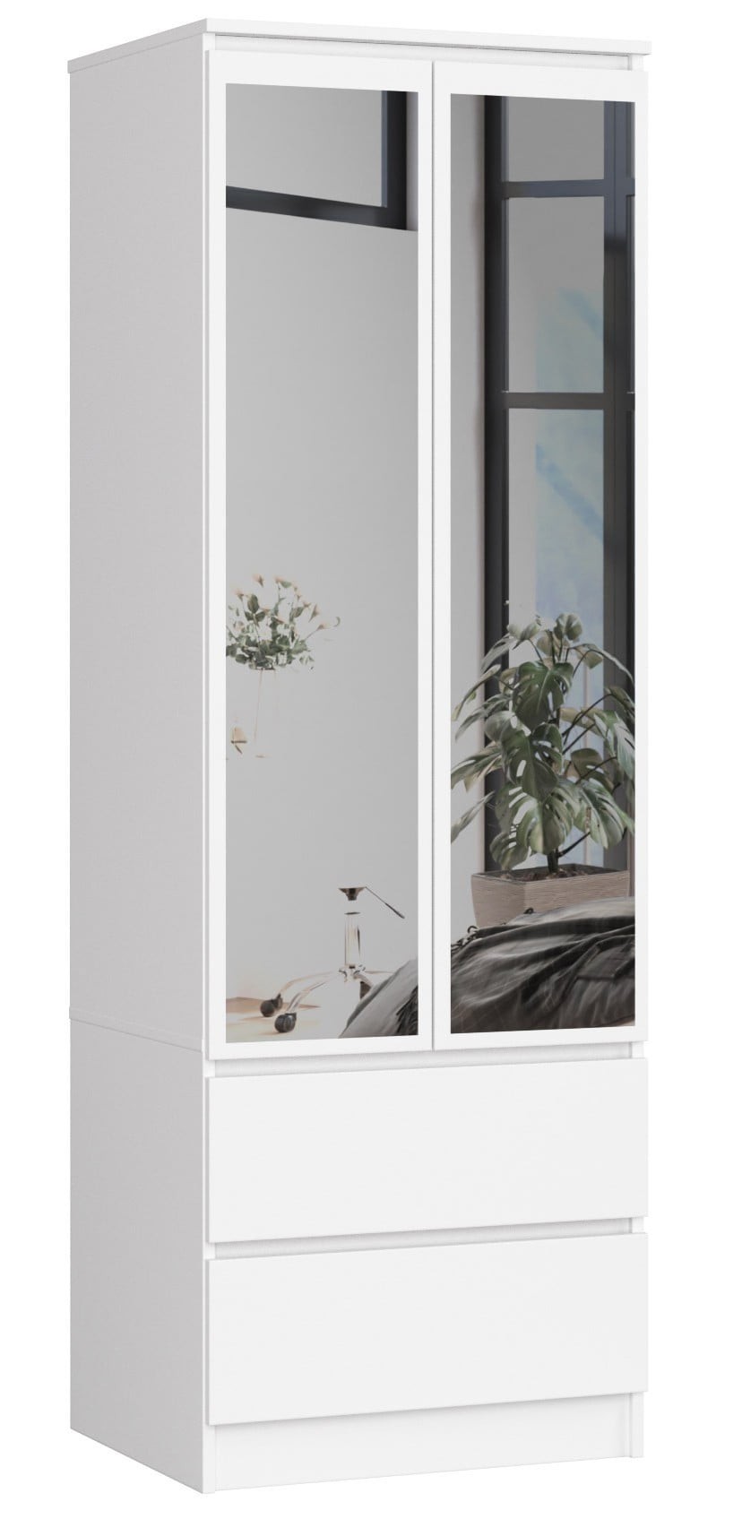 Ak furniture Šatní skříň Star se zrcadlem 60 cm bílá