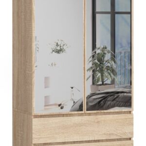 Ak furniture Šatní skříň Star se zrcadlem 90 cm dub sonoma
