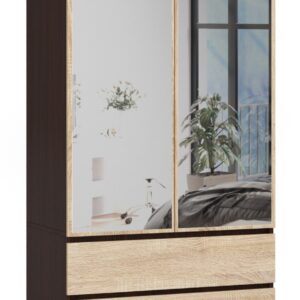 Ak furniture Šatní skříň Star se zrcadlem 90 cm wenge/dub sonoma