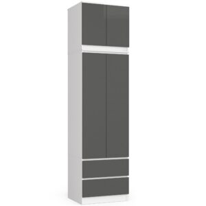 Ak furniture Šatní skříň s nástavcem STAR 60 cm bílo-grafitová