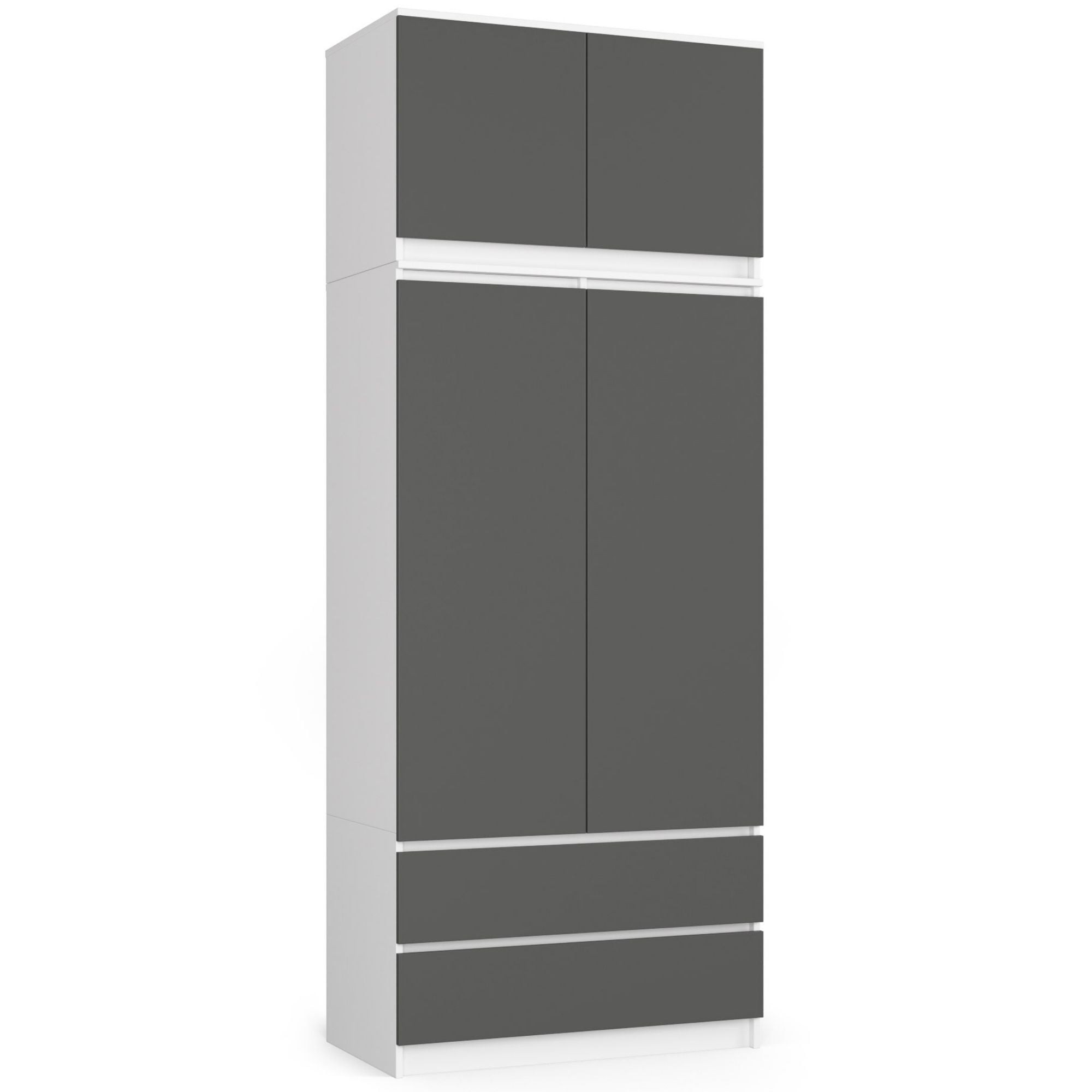 Ak furniture Šatní skříň s nástavcem Star 90 cm bílá/grafitově šedá