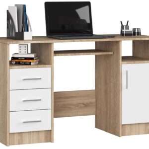 Ak furniture Volně stojící psací stůl Ana 124 cm dub sonoma/bílý