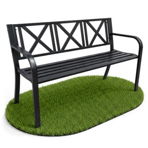 Ak furniture Zahradní lavička Cross 119 cm černá