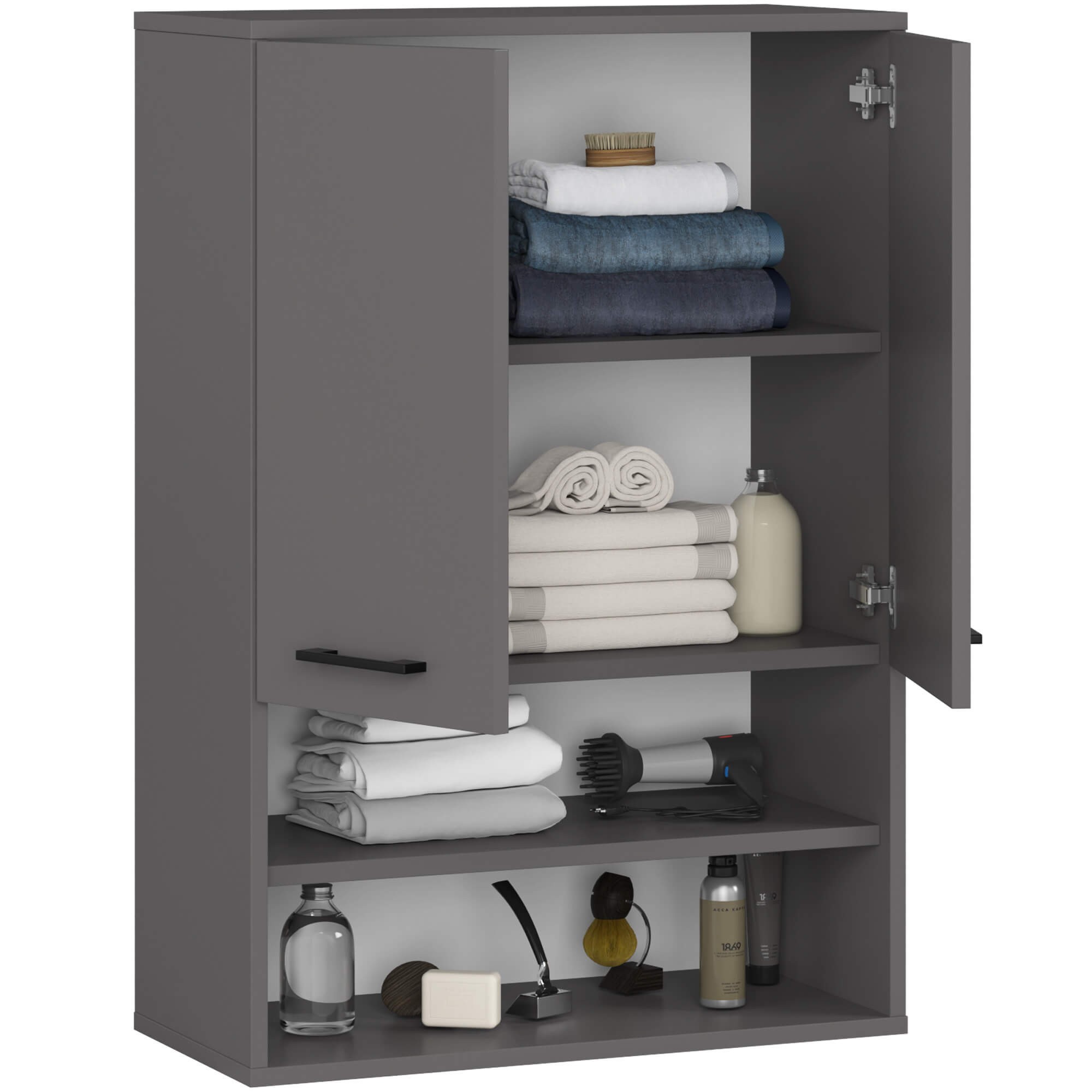 Ak furniture Závěsná koupelnová skříňka Fin W64 2D 64 cm grafit - Obrázek 2