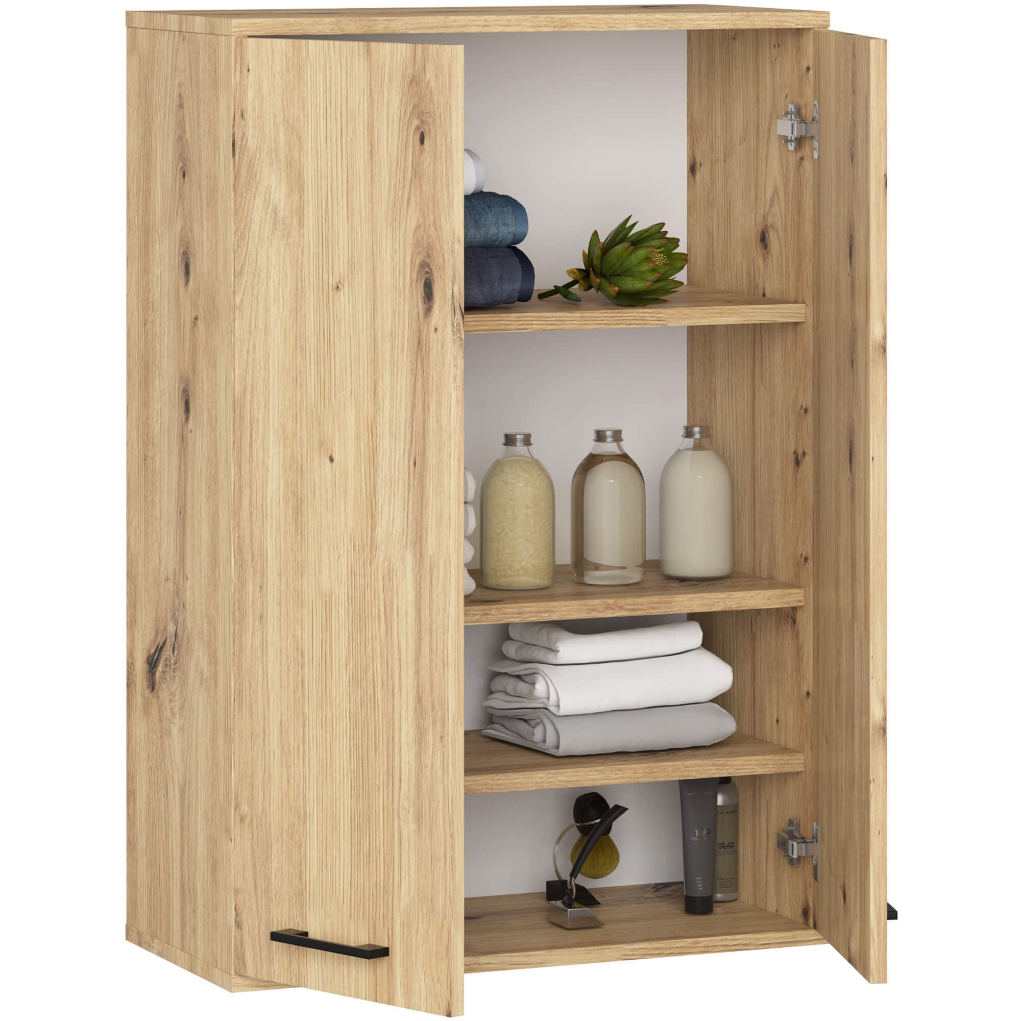 Ak furniture Závěsná koupelnová skříňka Fin W64 64 cm dub artisan - Obrázek 2