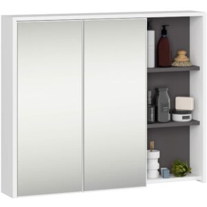 Ak furniture Závěsná koupelnová skříňka se zrcadlem VAMI 90 cm bílá/šedý grafit