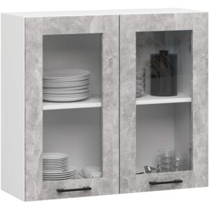 Ak furniture Závěsná kuchyňská skříňka OLIVIE W 80x72 cm matná bílá/beton