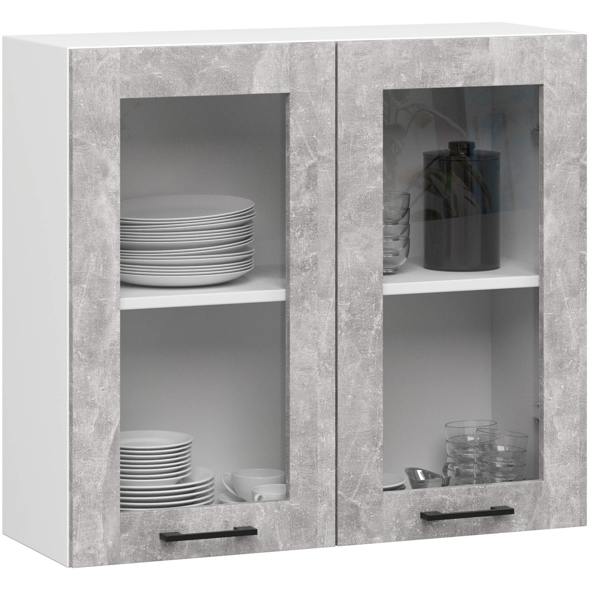 Ak furniture Závěsná kuchyňská skříňka OLIVIE W 80x72 cm matná bílá/beton